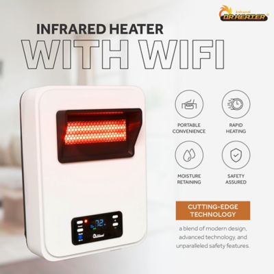 Image showing  1500-Watt White Wall Hung or Mount Electric Space Heater Dual System with Infrared & Fan Forced, WiFi & RC