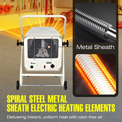 Image showing  240 Volt 10,000 Watt HeavyDuty Hardwired Shop Garage Heater, with Cart and Adjustable Thermostat, DR910M