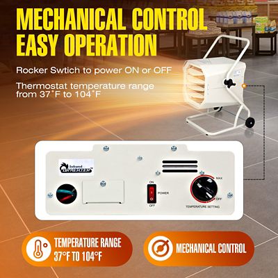 Image showing  240 Volt 10,000 Watt HeavyDuty Hardwired Shop Garage Heater, with Cart and Adjustable Thermostat, DR910M