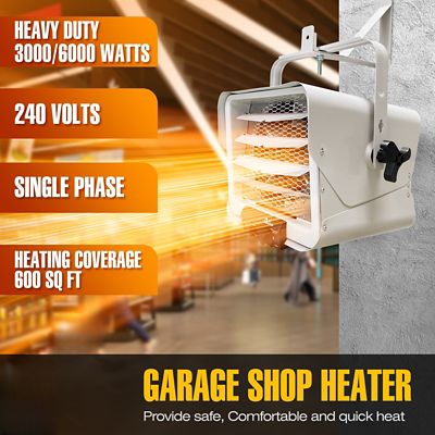 Image showing  Hard Wired Electric Shop Garage Commercial Heater, 700 sq. ft., 20,472 BTU, 3,000W/6,000W, 240V