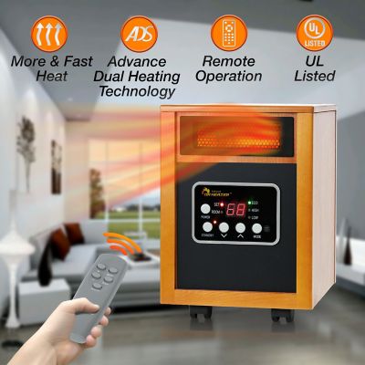 Image showing  Electric Portable Infrared Space Heater, 400 sq. ft., 5,200 BTU, 1,500W, Remote Control