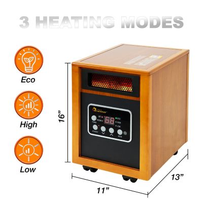 Image showing  Electric Portable Infrared Space Heater, 400 sq. ft., 5,200 BTU, 1,500W, Remote Control