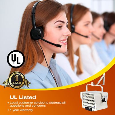 Image showing 5 th Dr. Infrared Heater Hard Wired Electric Shop Garage Heater, 600 sq. ft., 25,597 BTU, Wall/Ceiling Mount, 7,500W, 240V