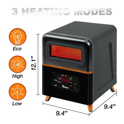 Image showing  Electric Dual Heating Hybrid Infrared Space Heater, 400 sq. ft., 5,200 BTU, 1,500W, Remote Control