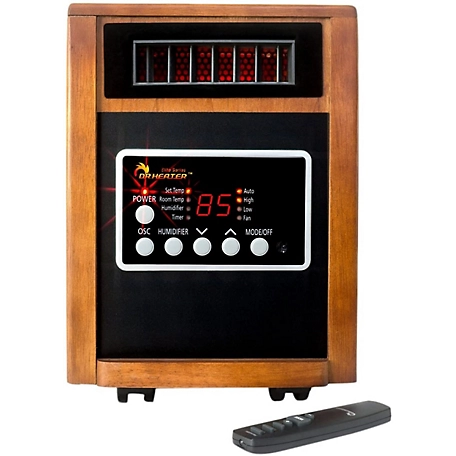 Dr. Infrared Heater Portable Space Heater with Humidifier and Oscillation Fan, Remote Controlled, 1500-Watt, Cherry