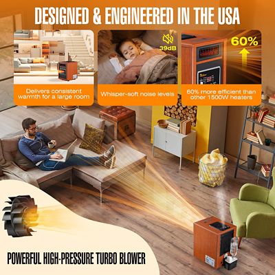Image showing  Electric Portable Space Heater with Humidifier and Oscillation Fan, 400 sq. ft., 5,200 BTU, 1,500W, Cherry