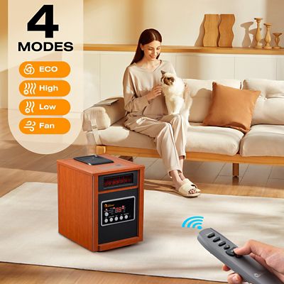 Image showing  Electric Portable Space Heater with Humidifier and Oscillation Fan, 400 sq. ft., 5,200 BTU, 1,500W, Cherry