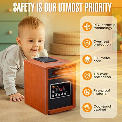Image showing 5 th Dr. Infrared Heater Electric Portable Space Heater with Humidifier and Oscillation Fan, 400 sq. ft., 5,200 BTU, 1,500W, Cherry