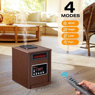 Image showing  Electric Portable Space Heater with Humidifier and Oscillation Fan, 400 sq. ft., 5,200 BTU, 1,500W, Walnut