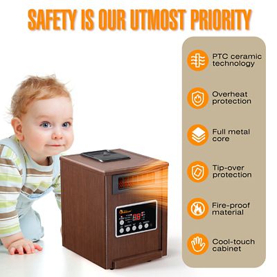 Image showing 5 th Dr. Infrared Heater Electric Portable Space Heater with Humidifier and Oscillation Fan, 400 sq. ft., 5,200 BTU, 1,500W, Walnut