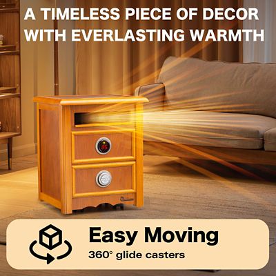 Image showing  Portable Space Heater with Nightstand Design, Furniture-Grade Cabinet, 1500W