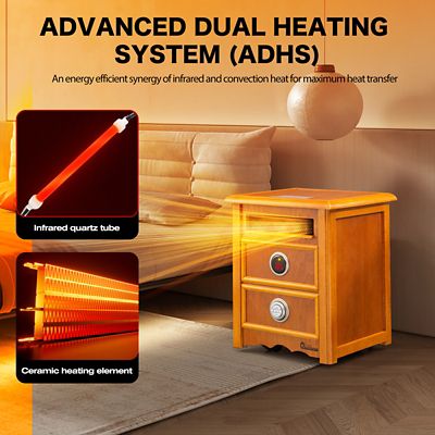 Image showing  Portable Space Heater with Nightstand Design, Furniture-Grade Cabinet, 1500W