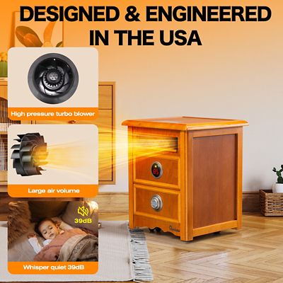 Image showing  Portable Space Heater with Nightstand Design, Furniture-Grade Cabinet, 1500W