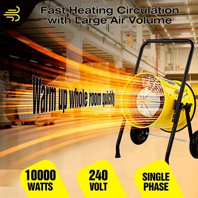 Image showing  Electric Salamander Construction Portable Fan Forced Heater, 1,500 sq. ft., 50,000 BTU, 10,000W, 240V