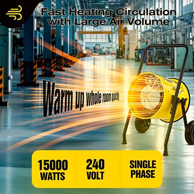 Image showing  Electric Salamander Construction Portable Fan Forced Heater, 1,000 sq. ft., 51,182 BTU, 15,000W, 240V
