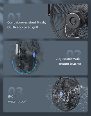 Image showing  14 in. 3-Speed Indoor/Outdoor Wall-Mounted Fan, Black