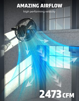 Image showing  14 in. 3-Speed Indoor/Outdoor Wall-Mounted Fan, Black