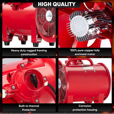 Image showing  10 in. Explosion Proof Ventilation Fan, 350W, 1943 CFM, Red, ILG8EF10EX