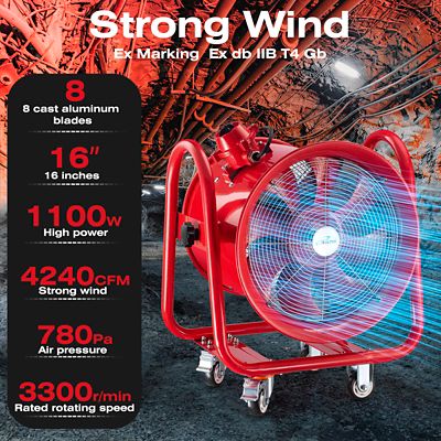 Image showing  16 in. Explosion Proof Ventilation Fan, 1100W, 4240 CFM, Red, ILG8EF16EX