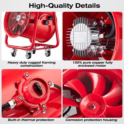 Image showing  16 in. Explosion Proof Ventilation Fan, 1100W, 4240 CFM, Red, ILG8EF16EX