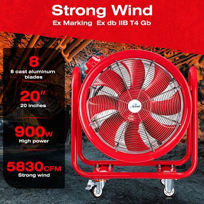 Image showing  20 in. Explosion Proof Ventilation Fan, 900W, 5830 CFM, Red, ILG8EF20EX