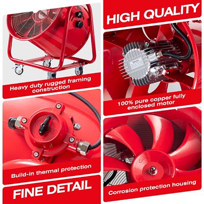 Image showing  20 in. Explosion Proof Ventilation Fan, 900W, 5830 CFM, Red, ILG8EF20EX