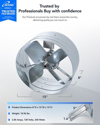 Image showing  4 in. Automatic Gable Mount Attic Ventilator Fan with Adjustable Thermostat, 2339 CFM, 2.85A, ILG8G14-12T