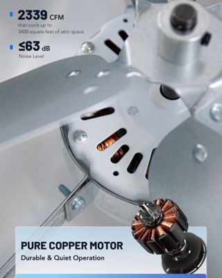 Image showing  4 in. Automatic Gable Mount Attic Ventilator Fan with Adjustable Thermostat, 2339 CFM, 2.85A, ILG8G14-12T