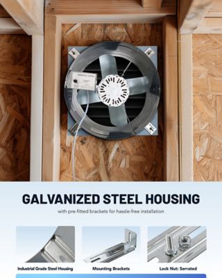 Image showing  4 in. Automatic Gable Mount Attic Ventilator Fan with Adjustable Thermostat, 2339 CFM, 2.85A, ILG8G14-12T