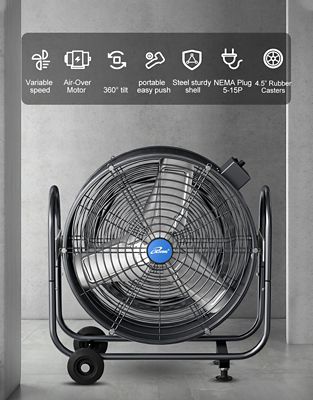 Image showing  24 in. Bldc Air Circulator High Velocity Floor Fan, 115V, 265W, Grey (ILG8M24-70EC)