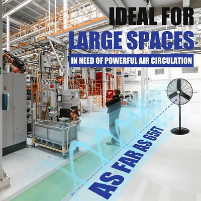 Image showing  30 in. Pedestal Oscillating Fan - Shop, Greenhouse, Patio - 120V 1.65A 8400 Cfm, ILG8P31-93