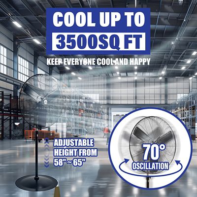 Image showing  30 in. Pedestal Oscillating Fan - Shop, Greenhouse, Patio - 120V 1.65A 8400 Cfm, ILG8P31-93