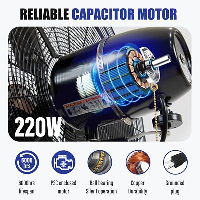 Image showing 5 th iLIVING 30 in. Pedestal Oscillating Fan - Shop, Greenhouse, Patio - 120V 1.65A 8400 Cfm, ILG8P31-93