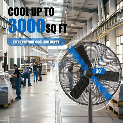 Image showing  30 in. Commercial Pedestal Floor Fan, 7,261 CFM