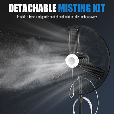 Image showing  30 in. Pedestal Outdoor Oscillating Fan with Misting Kit, 8,400 CFM, Shop, Greenhouse, Patio, 120V/1.8A
