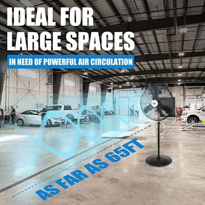 Image showing  30 in. Pedestal Outdoor Oscillating Fan with Misting Kit, 8,400 CFM, Shop, Greenhouse, Patio, 120V/1.8A