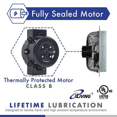 Image showing  10 in. Variable-Speed Shutter Exhaust Fan, 820 CFM, Wall Mounted