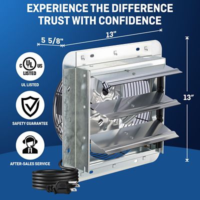 Image showing 6 th iLIVING 10 in. Shutter Exhaust Fan with Thermospeed Controller, 820 CFM, 65W, Silver