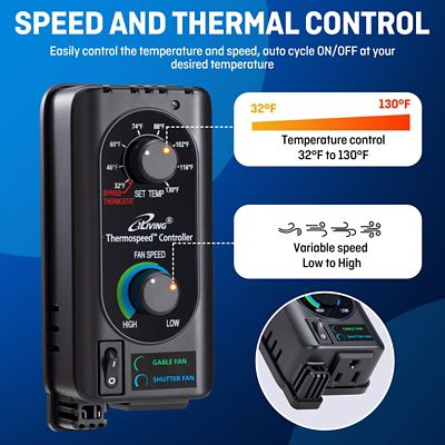 Image showing  12 in. Shutter Exhaust Fan with Thermospeed Controller, 960 CFM
