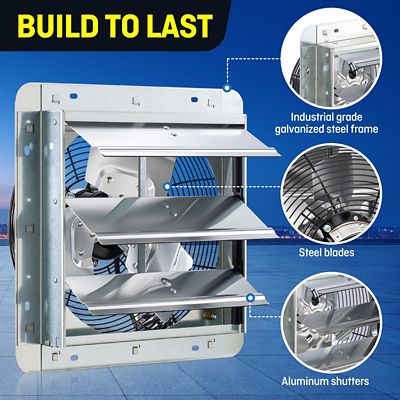 Image showing  12 in. Shutter Exhaust Fan with Thermospeed Controller, 960 CFM