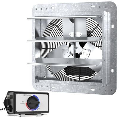 iLIVING 12 in. 3-Speed Shutter Exhaust Attic Garage Grow Fan, 800 CFM, Ventilation Fan with Thermostat, 6 ft. Long, 3 Plugs Cord