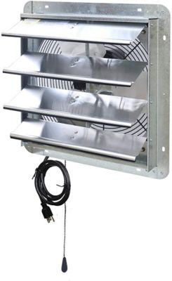 Image showing  16 in. 3-Speed Shutter Exhaust Attic Grow Fan, 1,280 CFM, Ventilation Fan with Thermostat, 6 ft. Long, 3 Plugs Cord