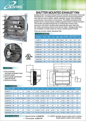 Image showing 6 th iLIVING 18 in. 1-Speed Shutter Exhaust Fan, 3,852 CFM, Wall Mounted