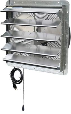 Image showing  20 in. 2-Speed Shutter Exhaust Attic Garage Grow Fan, 3,300 CFM, Ventilation Fan with Thermostat, 6 ft. Long