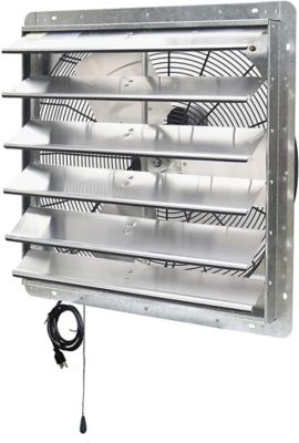 Image showing  24 in. 2-Speed Shutter Exhaust Attic Garage Grow Fan, 4,200 CFM, Ventilation Fan with Thermostat, 6 ft. Long