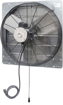 Image showing  24 in. 2-Speed Shutter Exhaust Attic Garage Grow Fan, 4,200 CFM, Ventilation Fan with Thermostat, 6 ft. Long