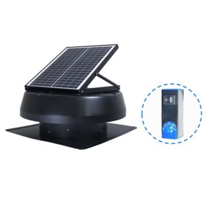 iLIVING 14 in. Hybrid Ready Smart Exhaust Solar Roof Attic Exhaust Fan, 1,750 CFM, Black, Round, 15 Year Warranty, 2,000 sq. ft.