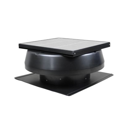 Image showing  14 in. Hybrid Ready Smart Exhaust Solar Roof Attic Exhaust Fan, 1,750 CFM, Black, Round, 15 Year Warranty, 2,000 sq. ft.