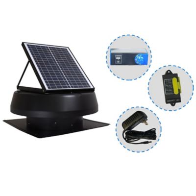 iLIVING 14 in. Hybrid Smart Exhaust Solar Roof Attic Exhaust Fan, Black, Round, 15-Year Warranty, Cools Up to 2000 sq ft.