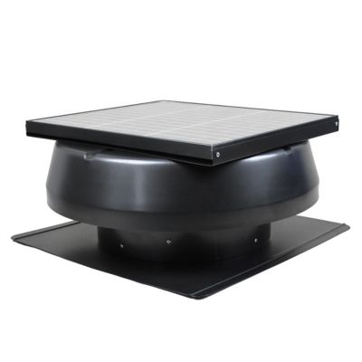 Image showing  14 in. Hybrid Smart Exhaust Solar Roof Attic Exhaust Fan, Black, Round, 15-Year Warranty, Cools Up to 2000 sq ft.